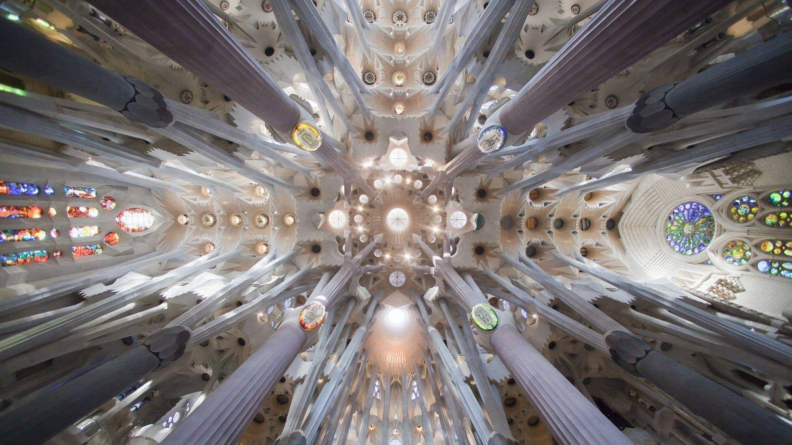 Sagrada Familia Ceiling With Light Wallpaper