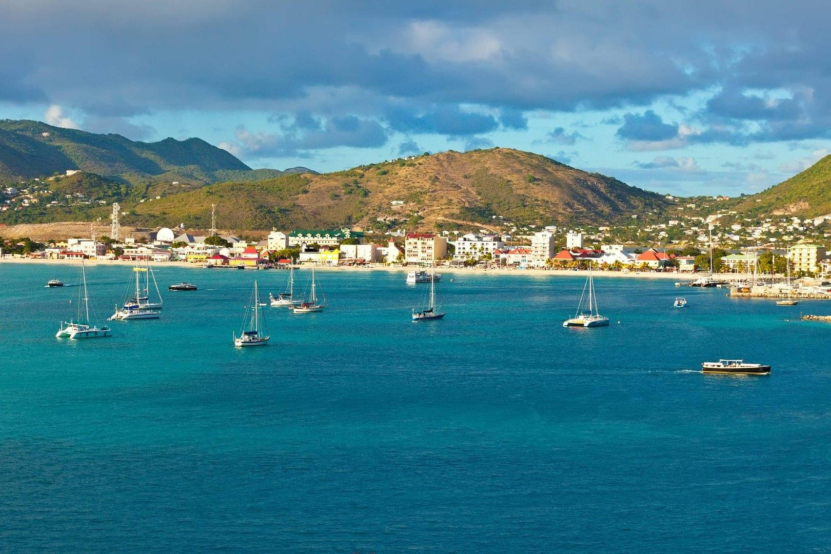 Sailboats On Sint Maarten's Coast Wallpaper