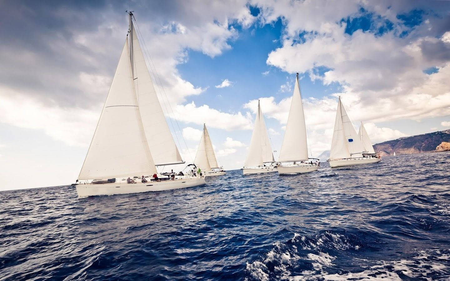 Sailing White Yachts Wallpaper