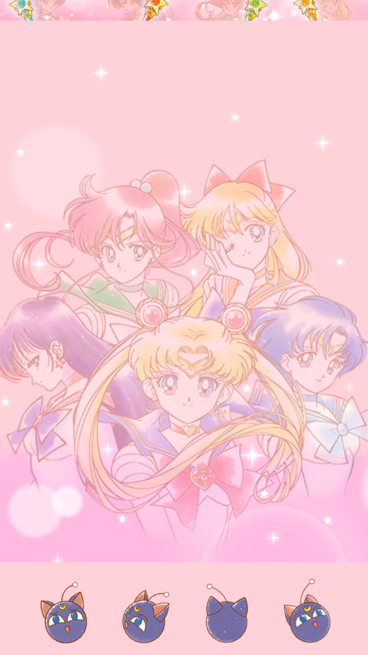 Sailors Side By Side Sailor Moon Iphone Wallpaper