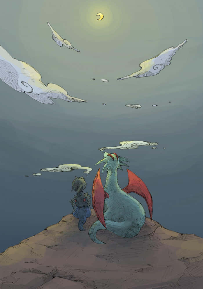 Salamence And Deino Sitting Wallpaper