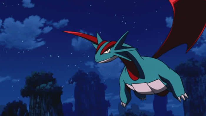 Salamence Flying At Night Wallpaper