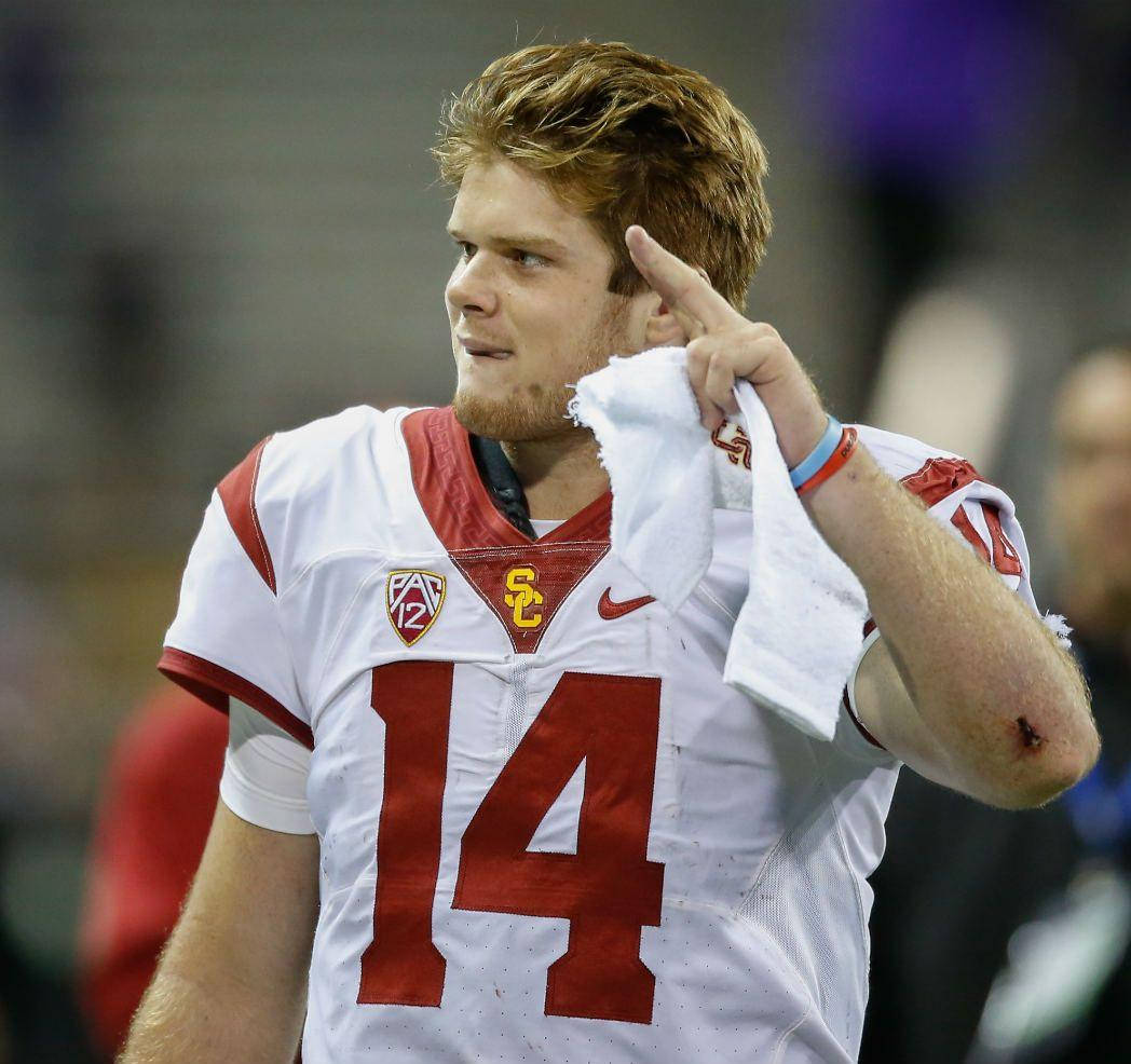 Sam Darnold Peace Sign Footballer Wallpaper