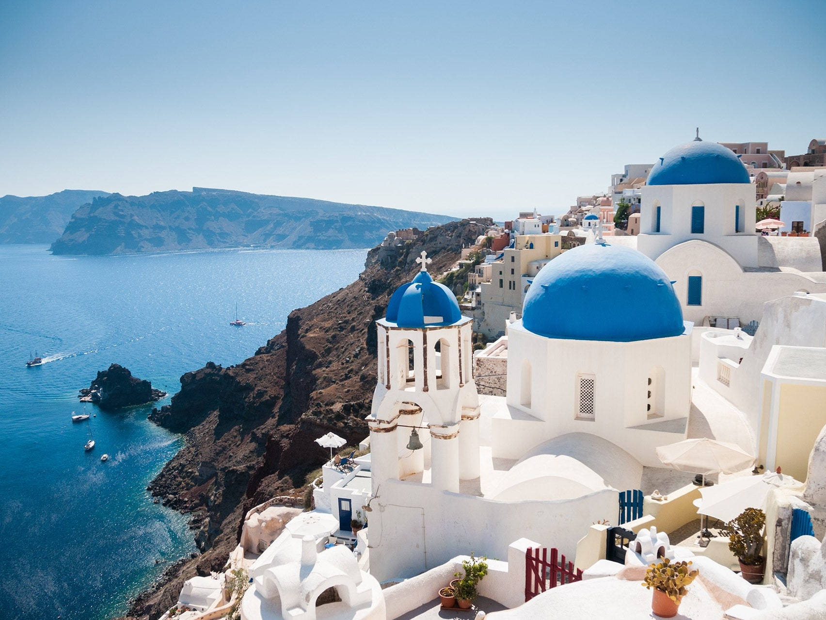 Santorini Blue Ocean Wallpaper