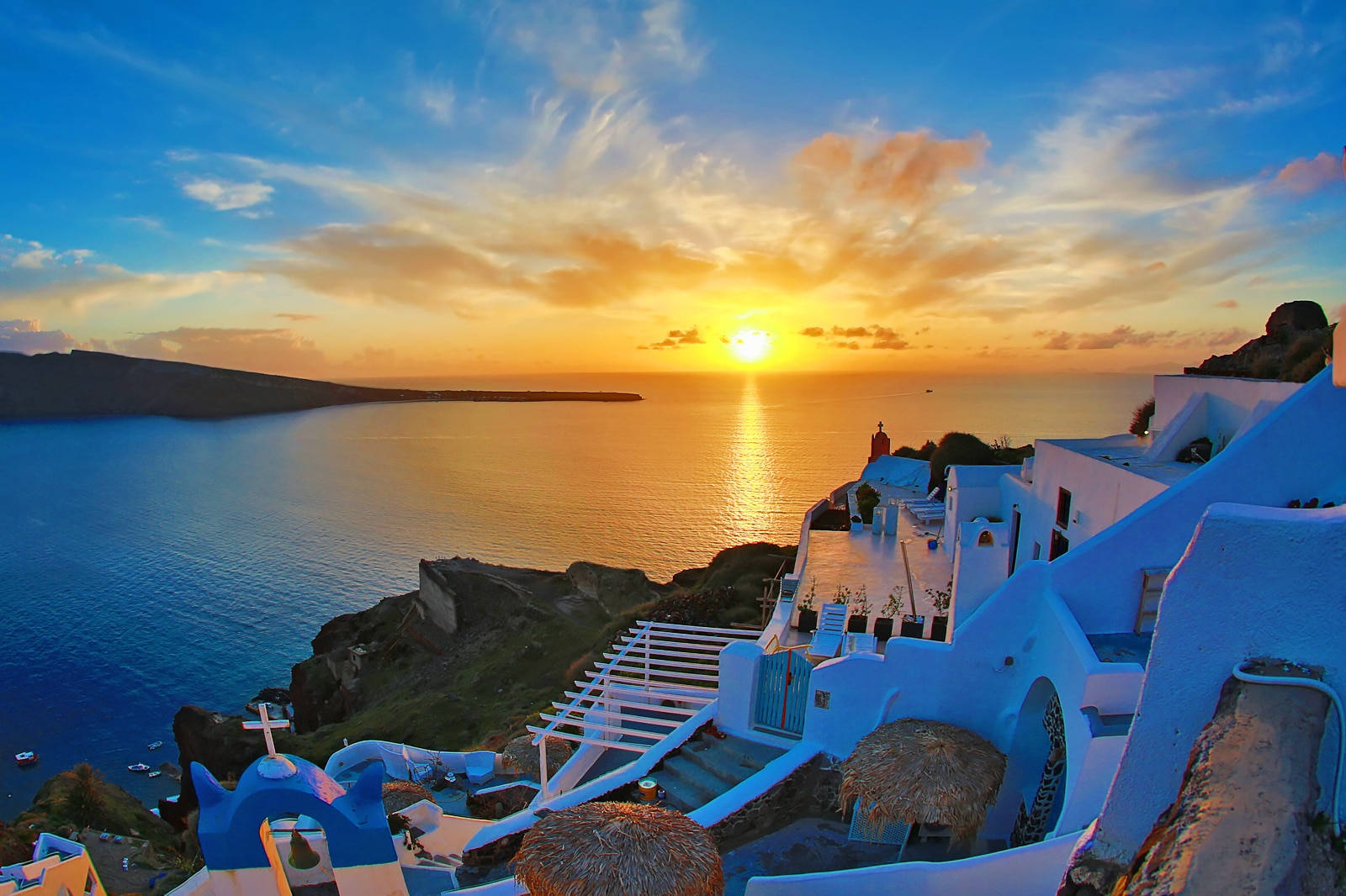 Santorini Yellow Sunset Wallpaper