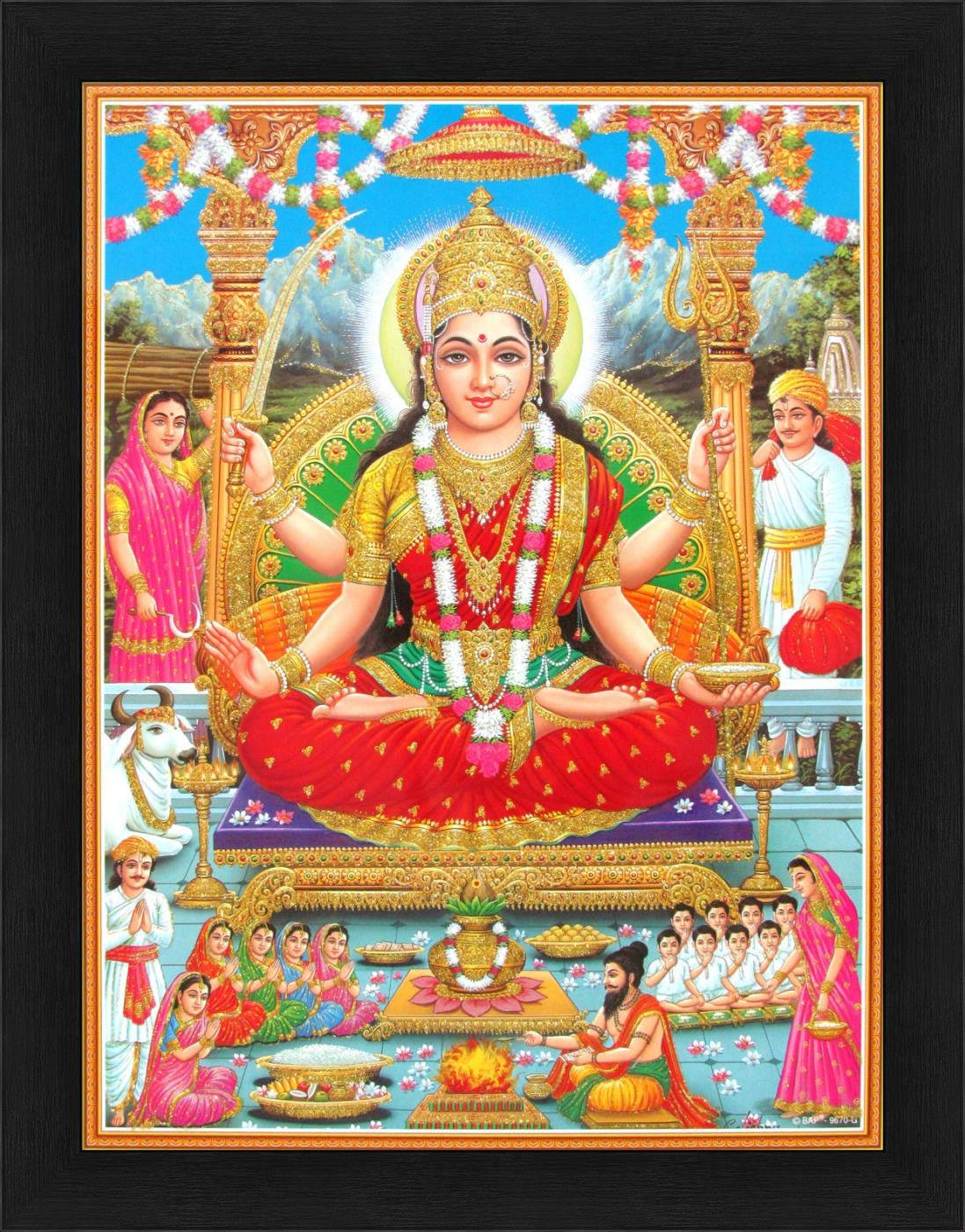 Santoshi Maa Black Frame Wallpaper