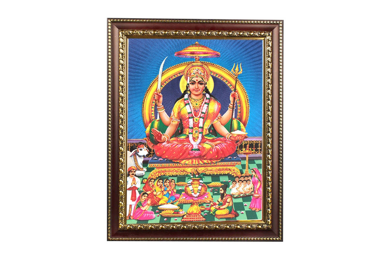 Santoshi Maa Golden Picture Frame Wallpaper