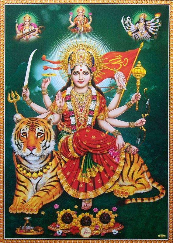 Santoshi Maa Sitting On Tiger Wallpaper