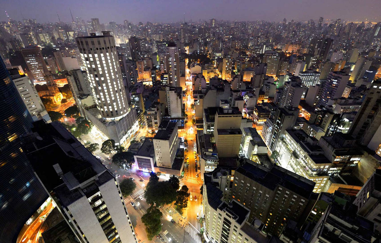 Sao Paulo Urban Aerial Night View Wallpaper
