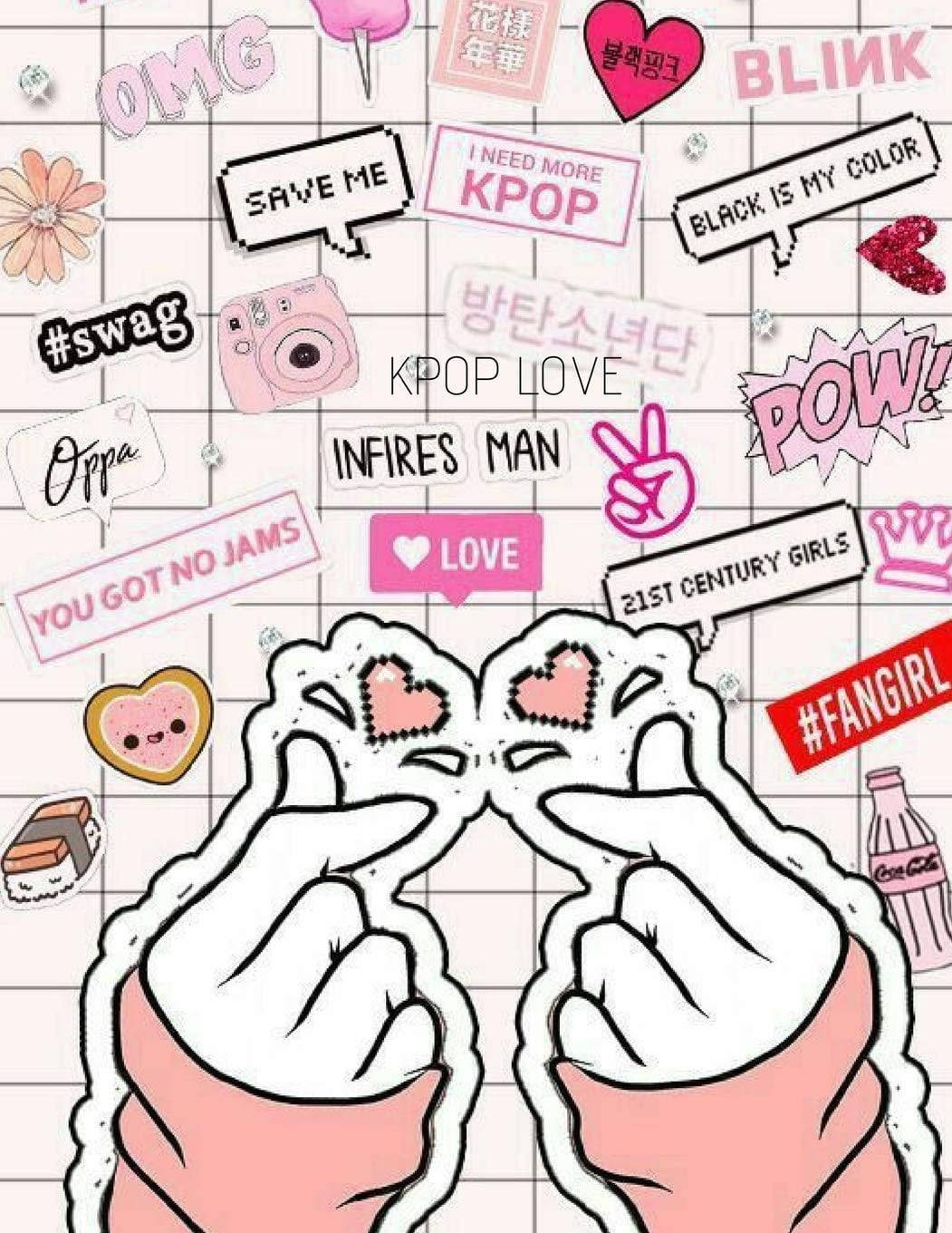 Saranghae Finger Heart Aesthetic Wallpaper