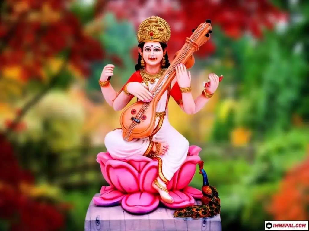 Saraswati Mata Figure Wallpaper