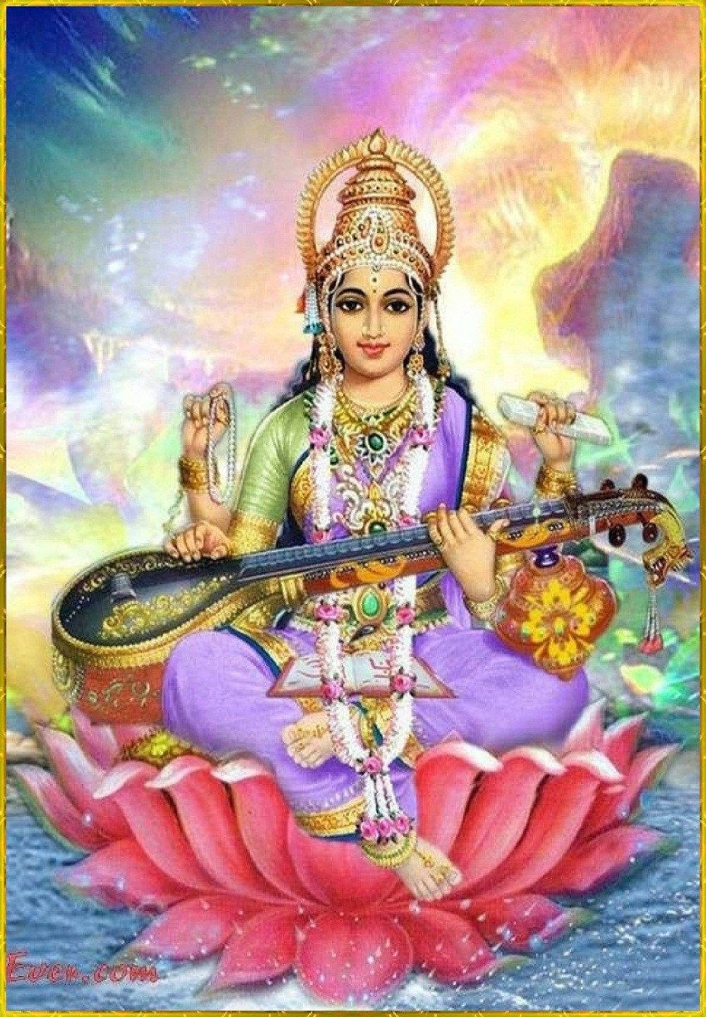 Saraswati Mata Guitar Wallpaper