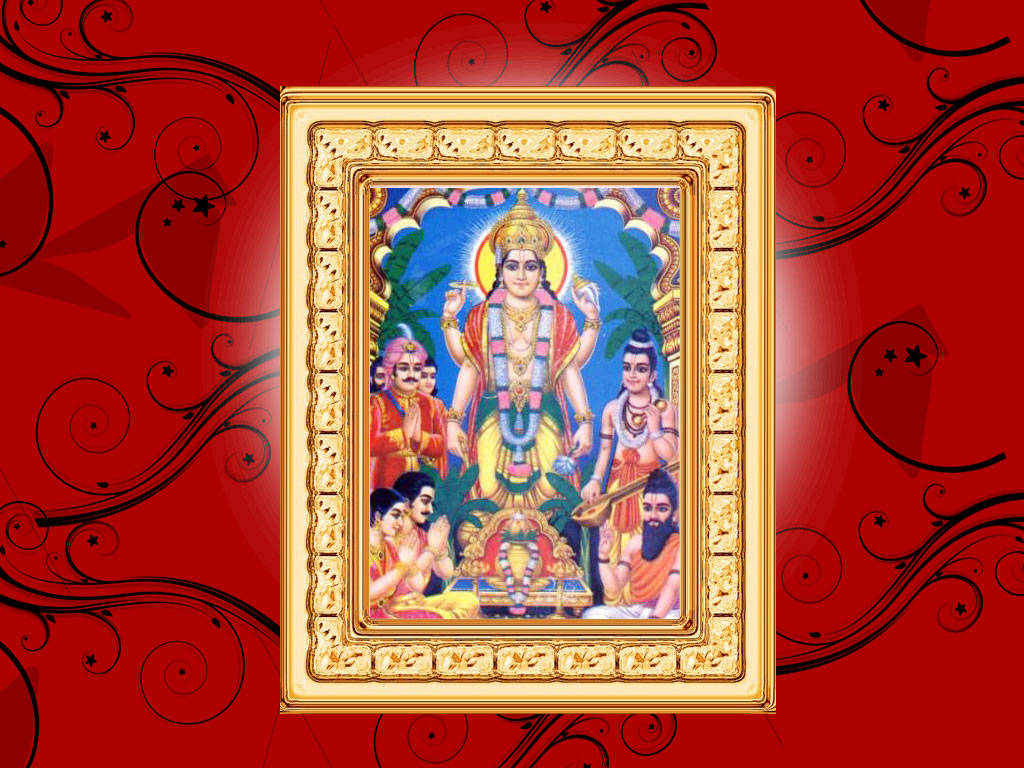 Satyanarayana Swamy Red Black Background Wallpaper