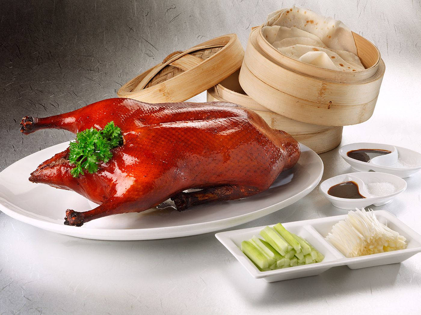 Savory Peking Duck Platter Ready For Serving Wallpaper