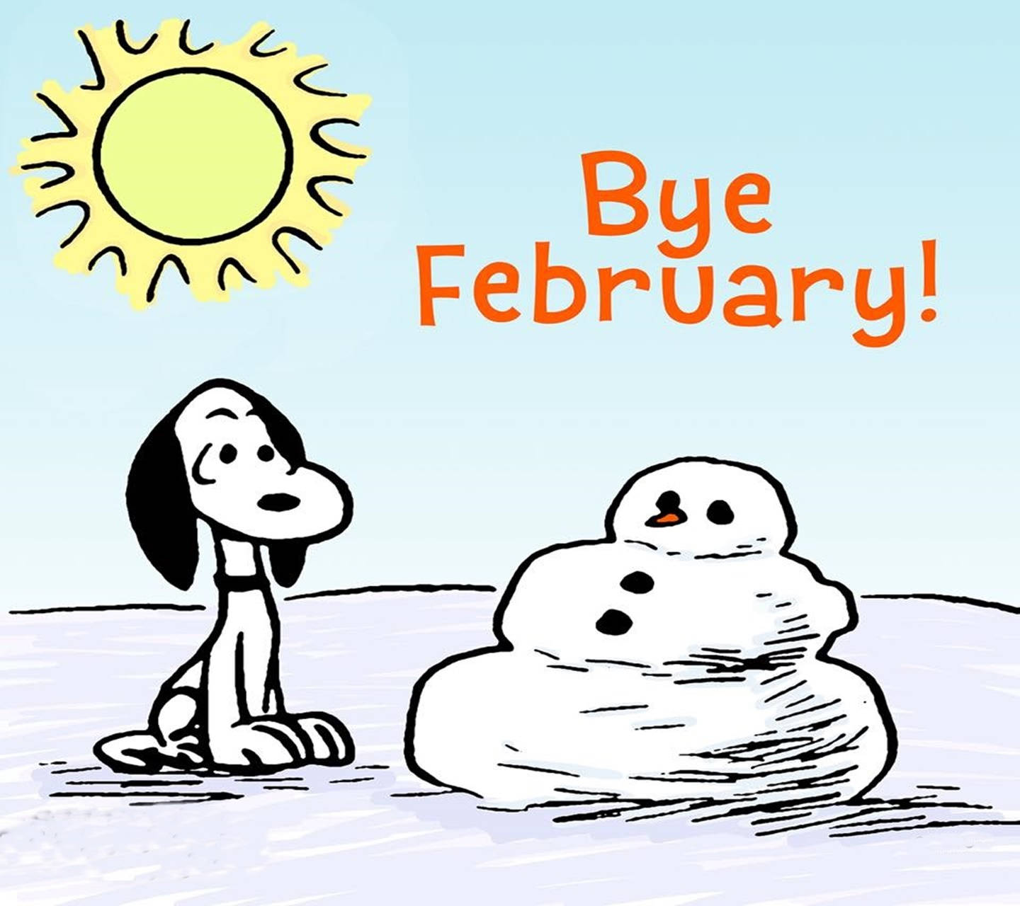 Say Goodbye To February With Snowman And Snoopy! Wallpaper