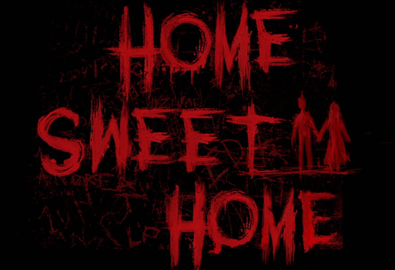 Scary Red Painted Home Sweet Home Wallpaper