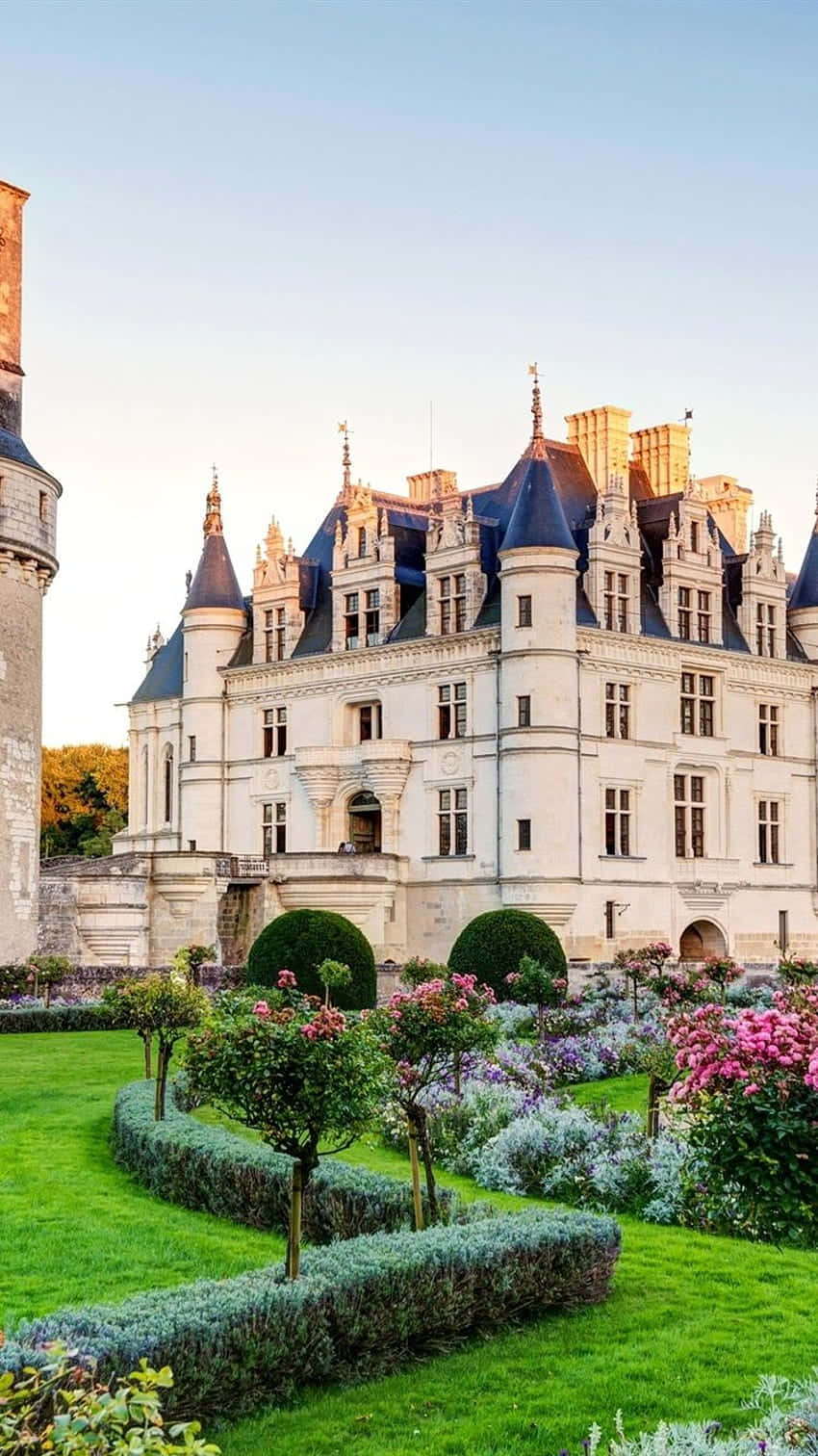 Scenic Chenonceau Garden Rendering Tranquility Wallpaper