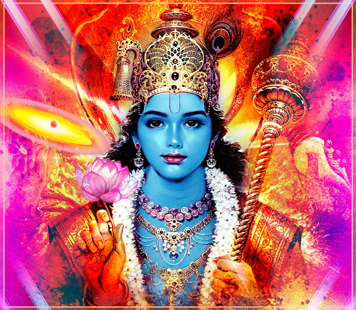 Scepter Lord Krishna 3d Wallpaper