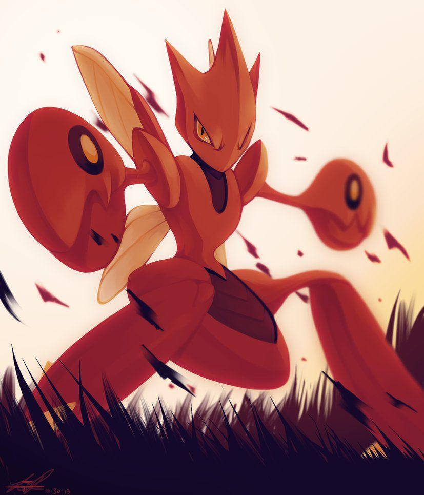 Scizor With Flying Grass Wallpaper