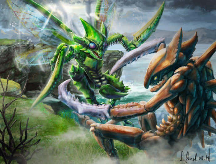 Scyther Kabutops Realistic Drawing Wallpaper