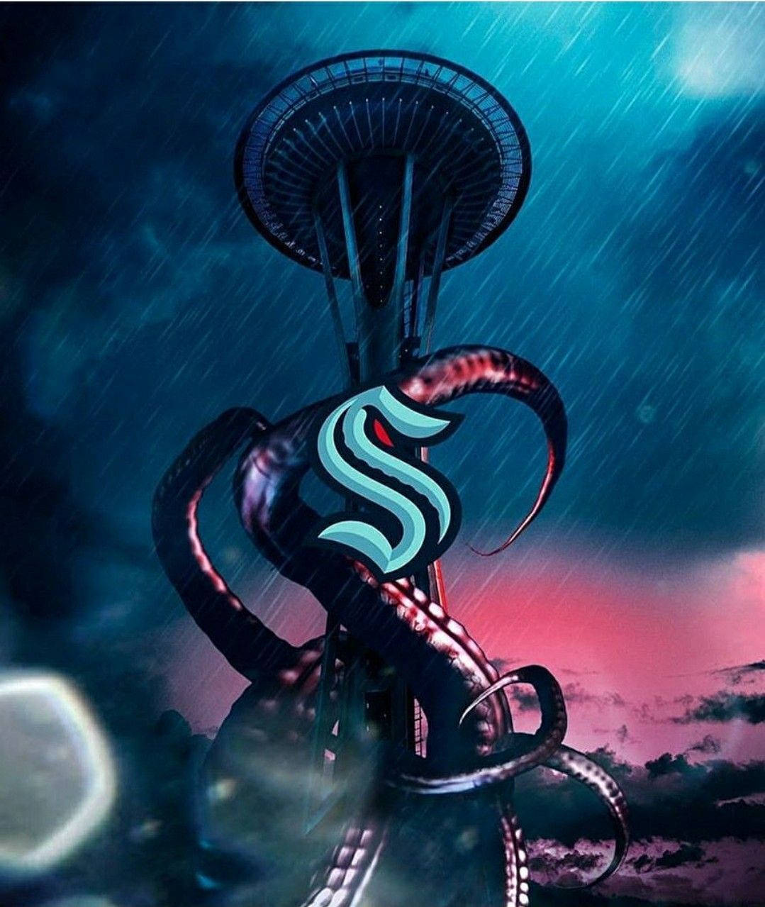 Seattle Kraken Gripping Octopus Tentacle Wallpaper