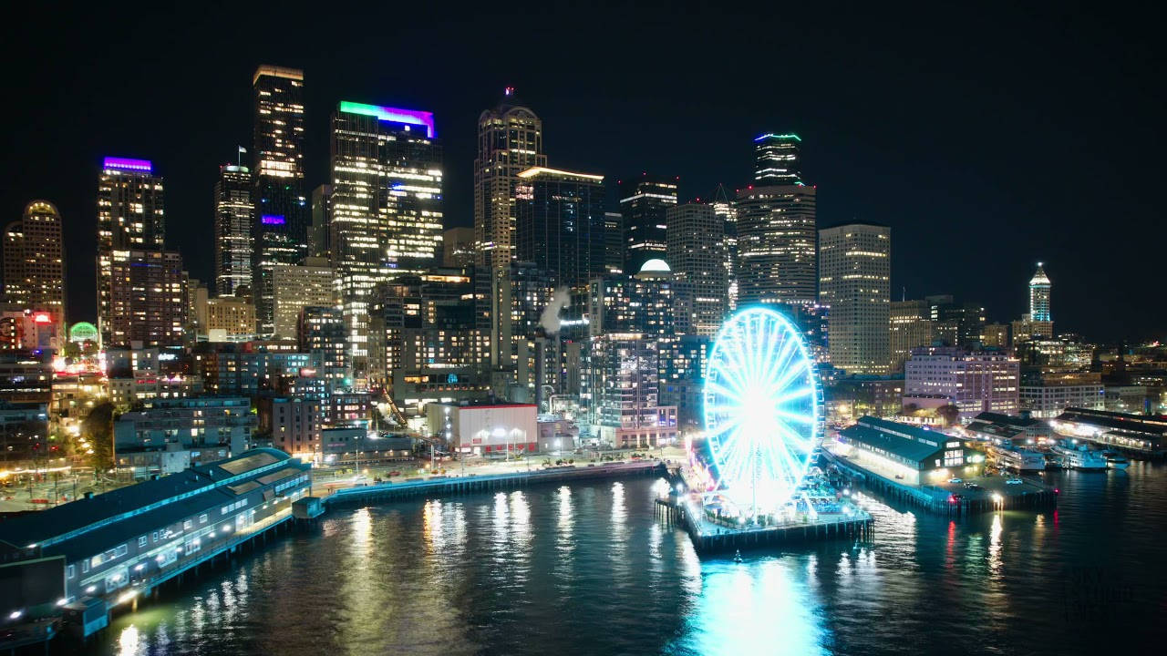 Seattle Skyline Great Wheel Wallpaper