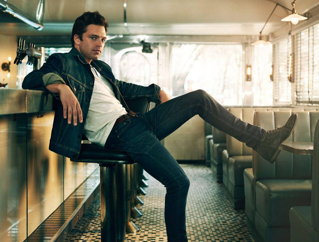 Sebastian Stan In Diner Wallpaper