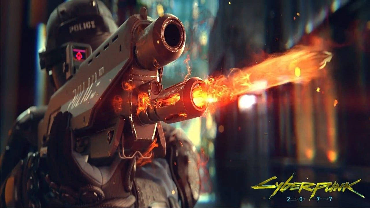 Security In The City Of Night City In Cyberpunk 2077 Wallpaper