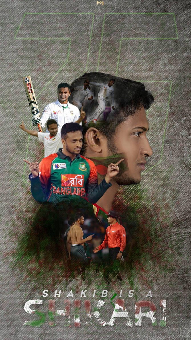 Shakib Al Hasan In Action On The Field Wallpaper