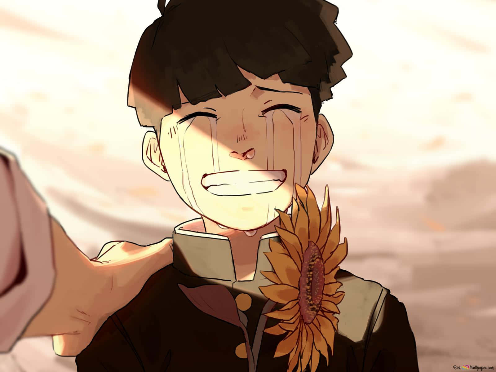 Shigeo Kageyama Crying With Sunflower Wallpaper