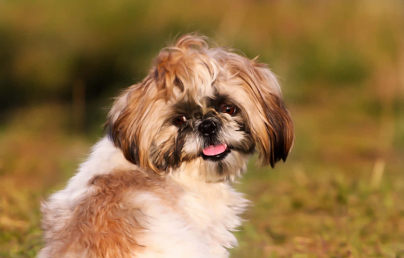 Shih Tzu Enjoying Beautiful Day Outside Wallpaper