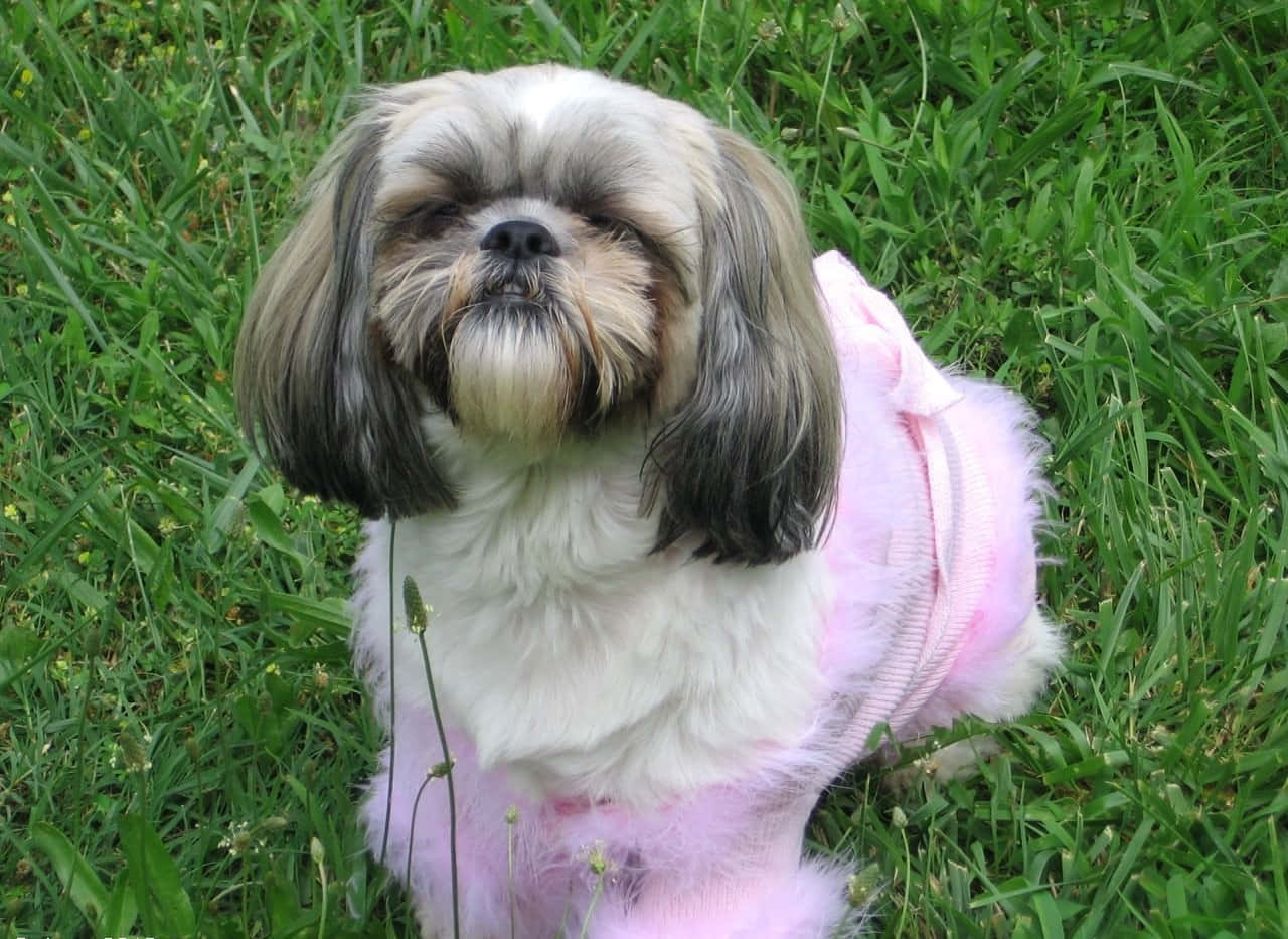 Shih Tzu On The Grass Wallpaper