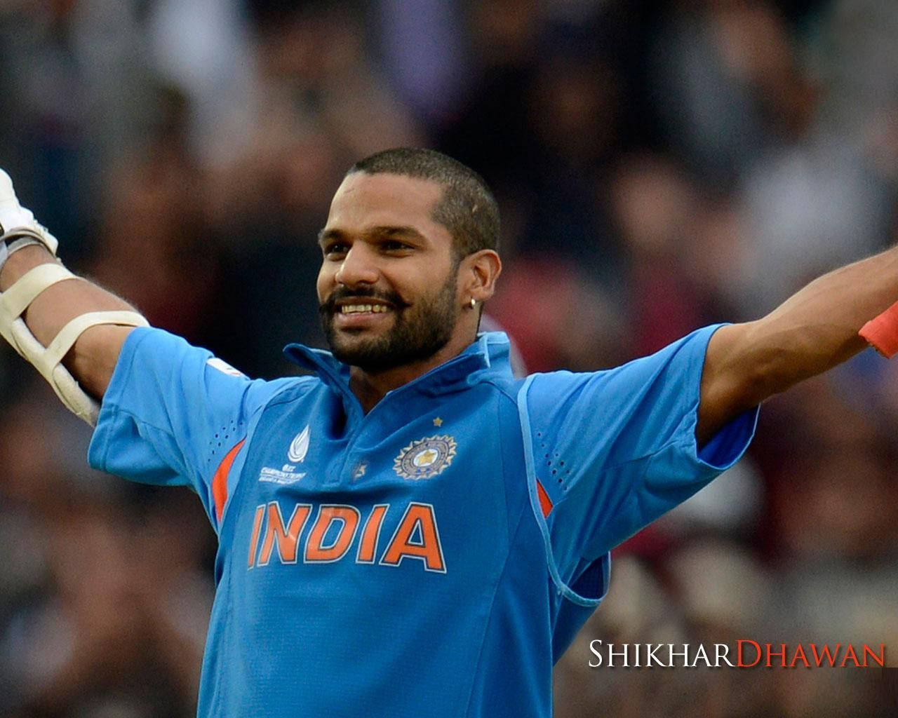 Shikhar Dhawan Victory Pose Wallpaper