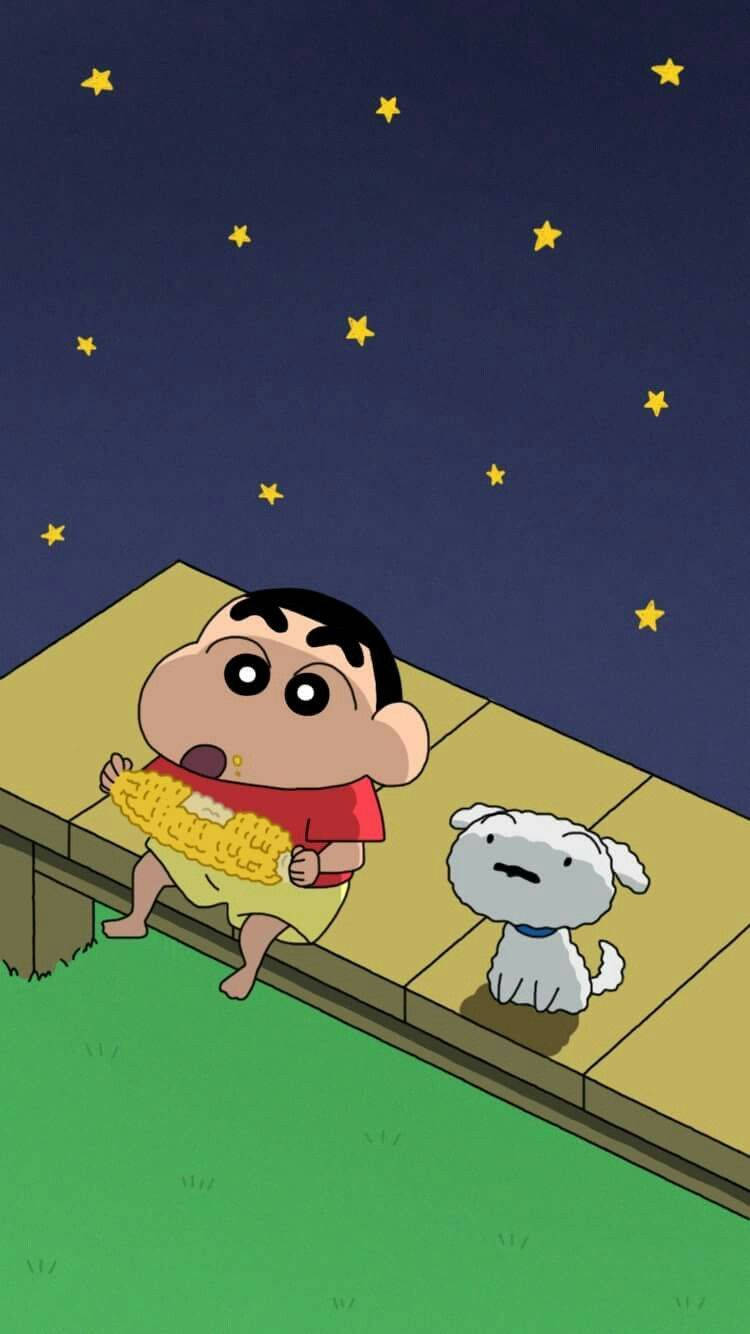 Shin Chan Eating Corn Wallpaper