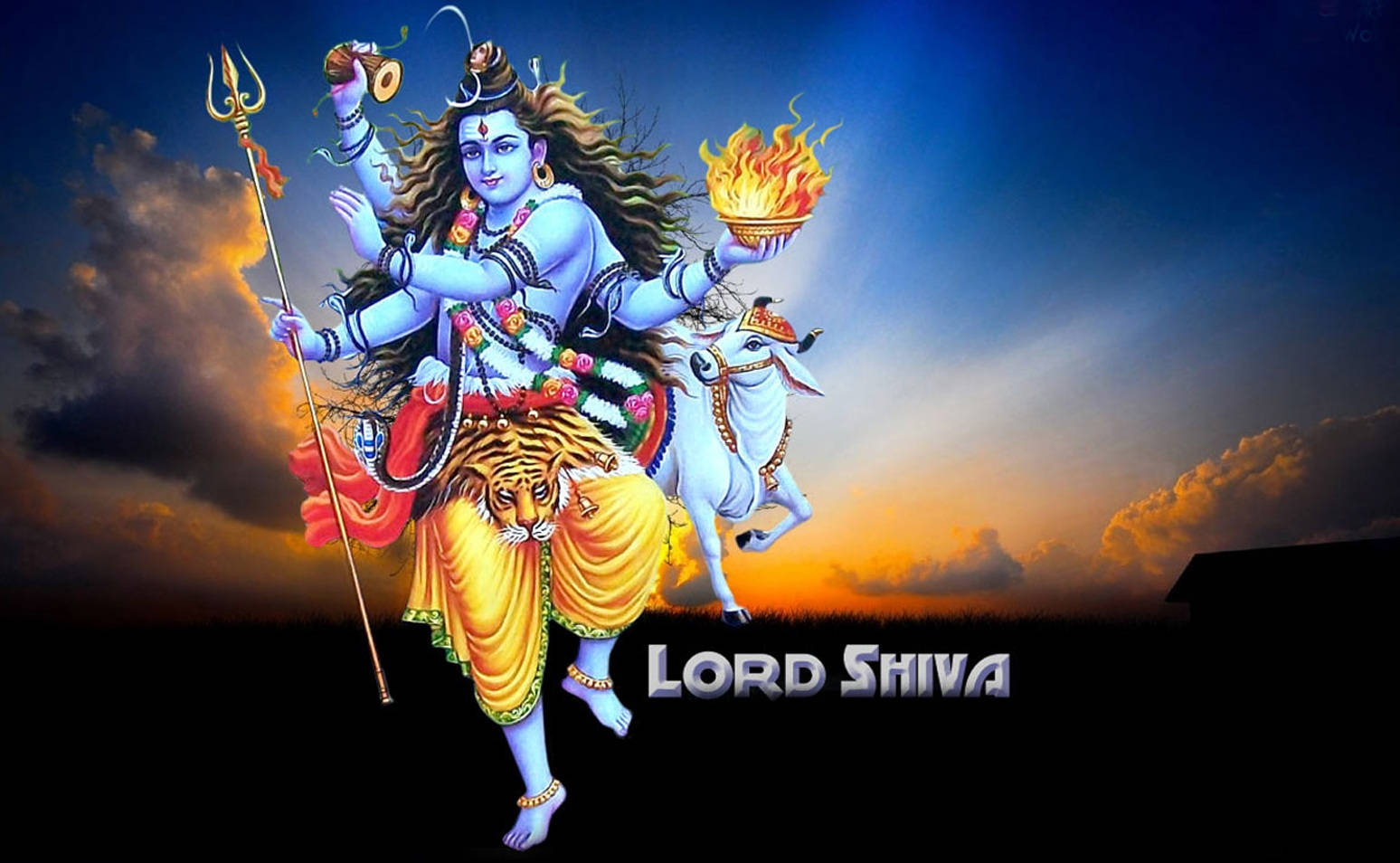 Shiv Tandav Dancing In Sunset Sky Wallpaper