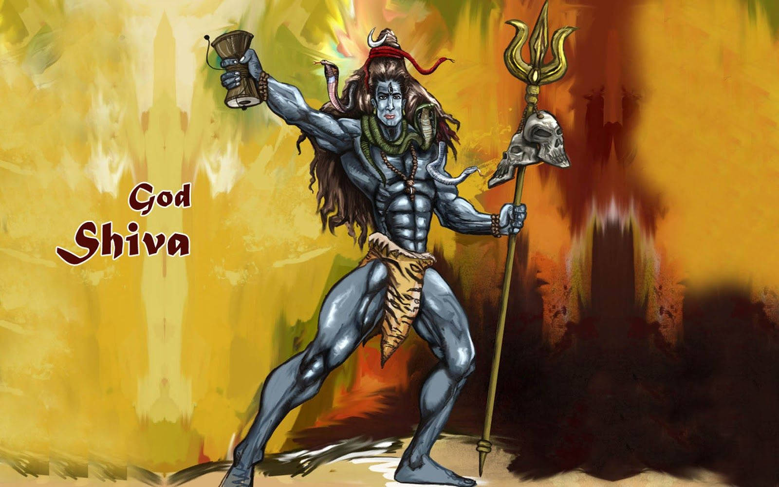 Shiv Tandav Yellow Aesthetic Painting Wallpaper