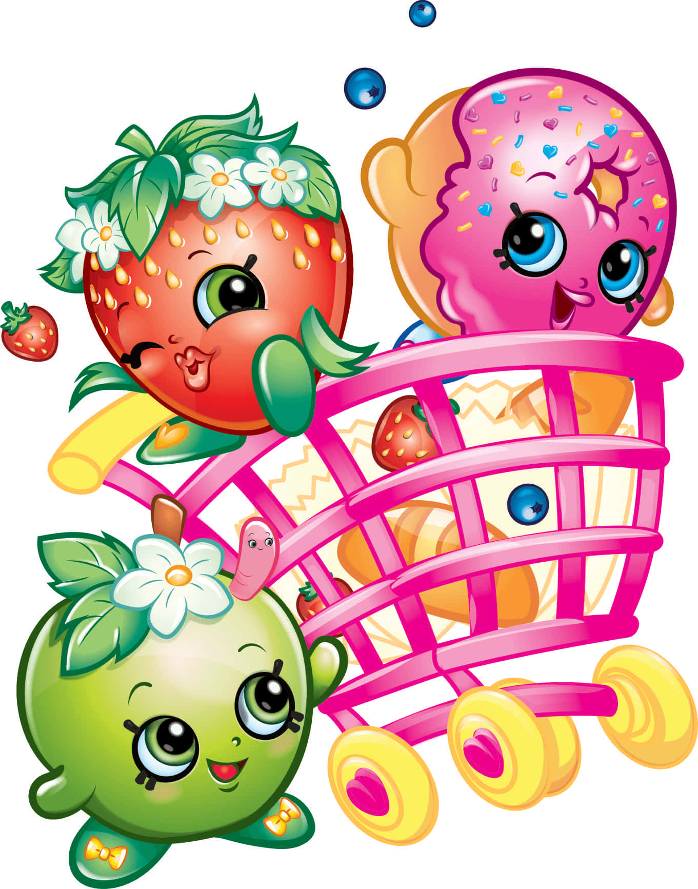 Shopkins D'lish Donut Strawberry And Apple Wallpaper