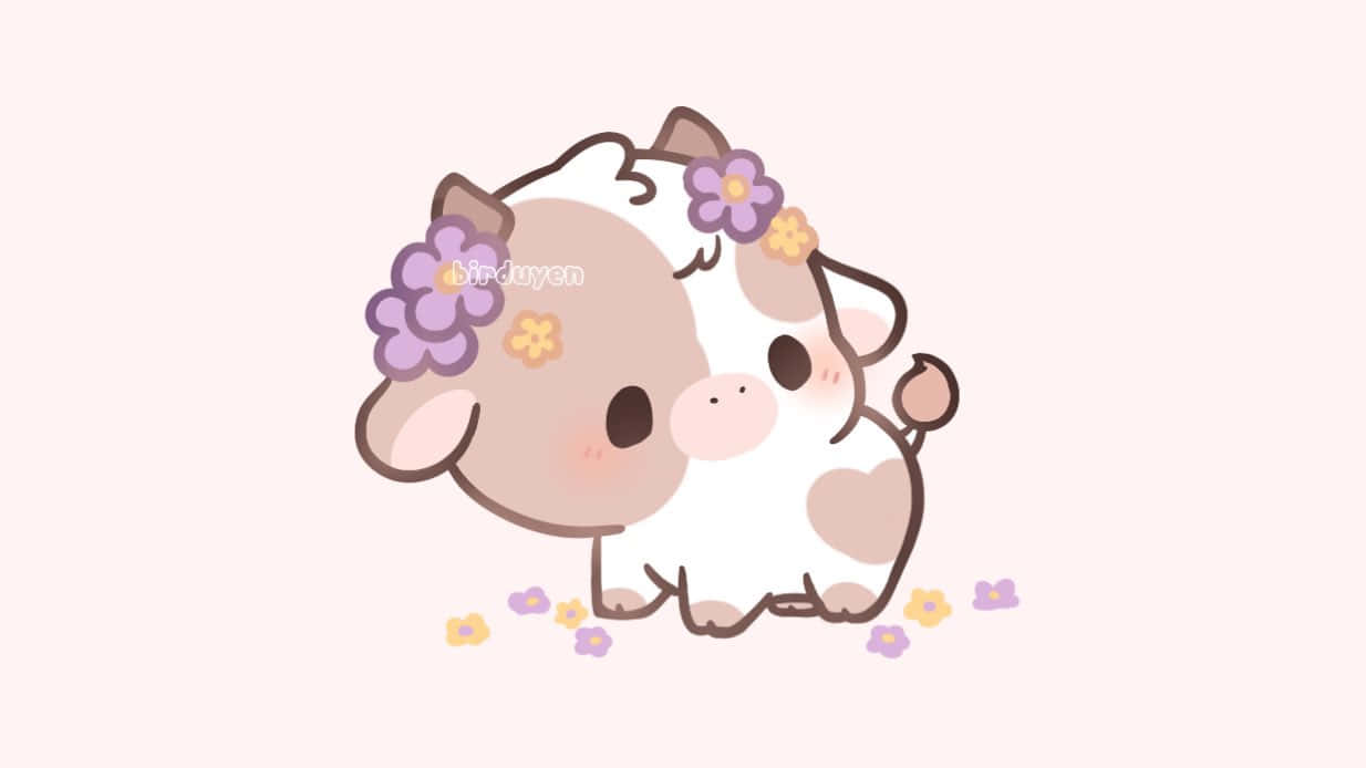 Show Your Soft Side This Summer With A Kawaii Cow! Wallpaper