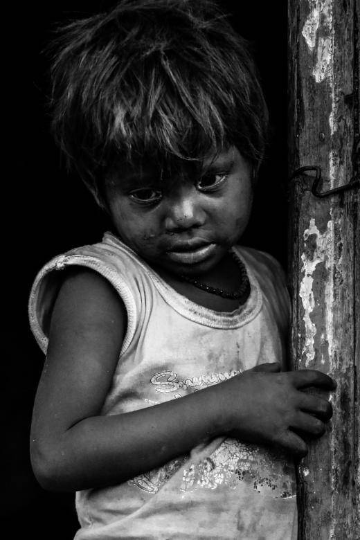 Shy Toddler In Black And White Wallpaper