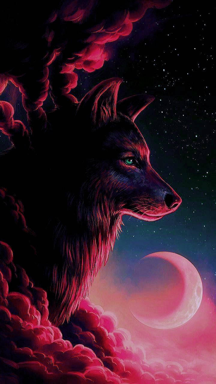 Sick Phone Wolf And Crescent Moon Wallpaper