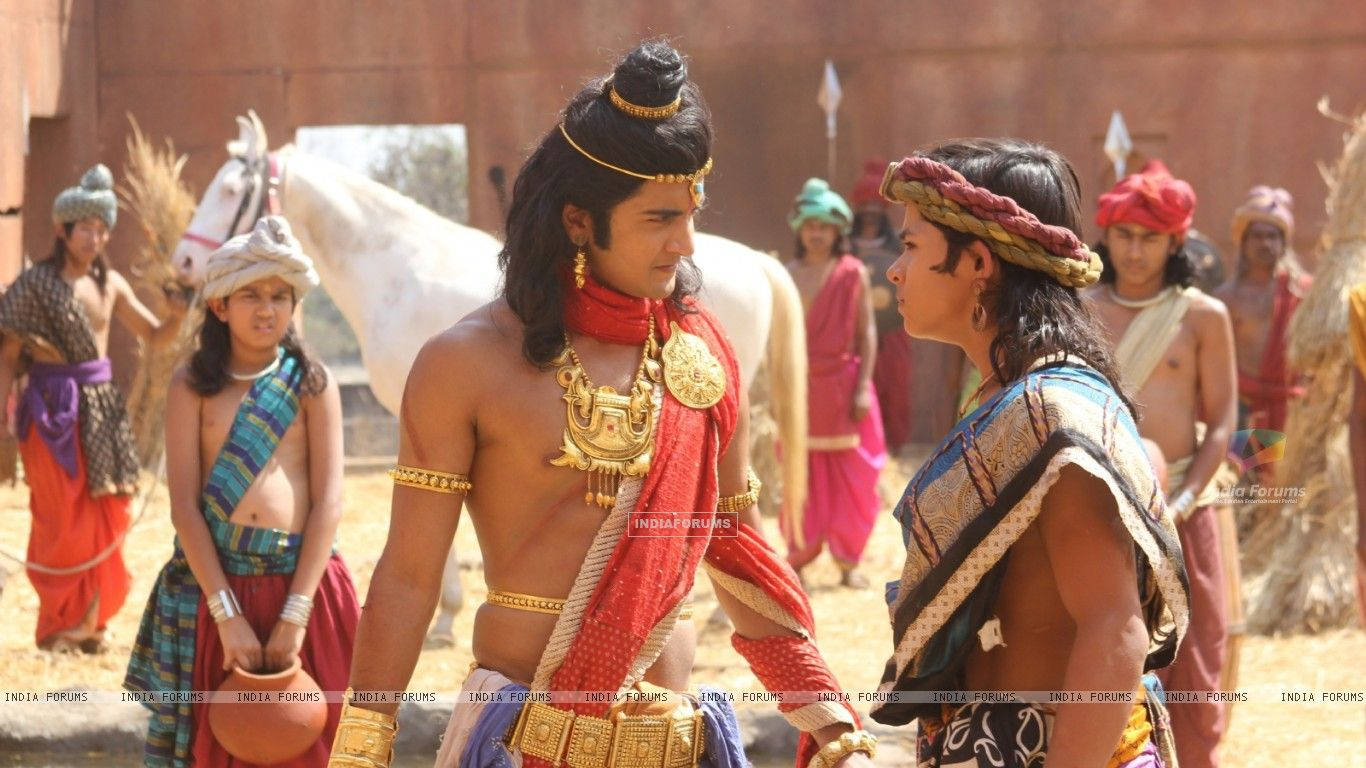 Siddharth Nigam In His Iconic Role As Ashoka Alongside Sushim - A Snapshot From The Show Wallpaper