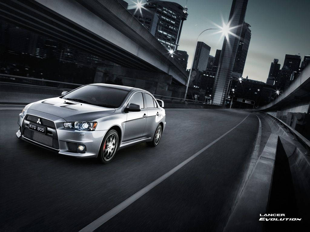 Silver Mitsubishi Lancer Evolution Wallpaper