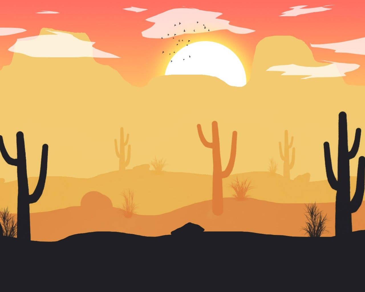 Simple Art Desert Sun Wallpaper