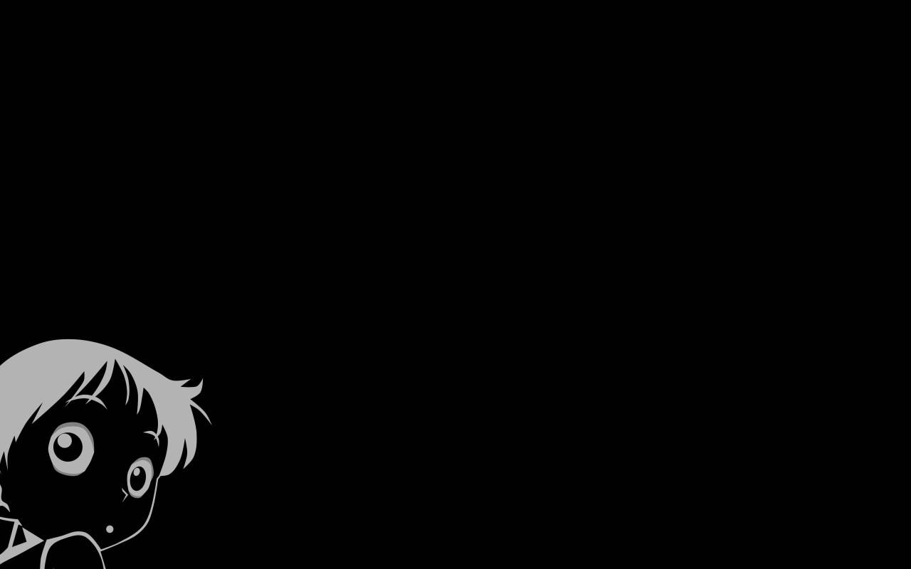 Simple Black Anime Boy Looking Back Wallpaper