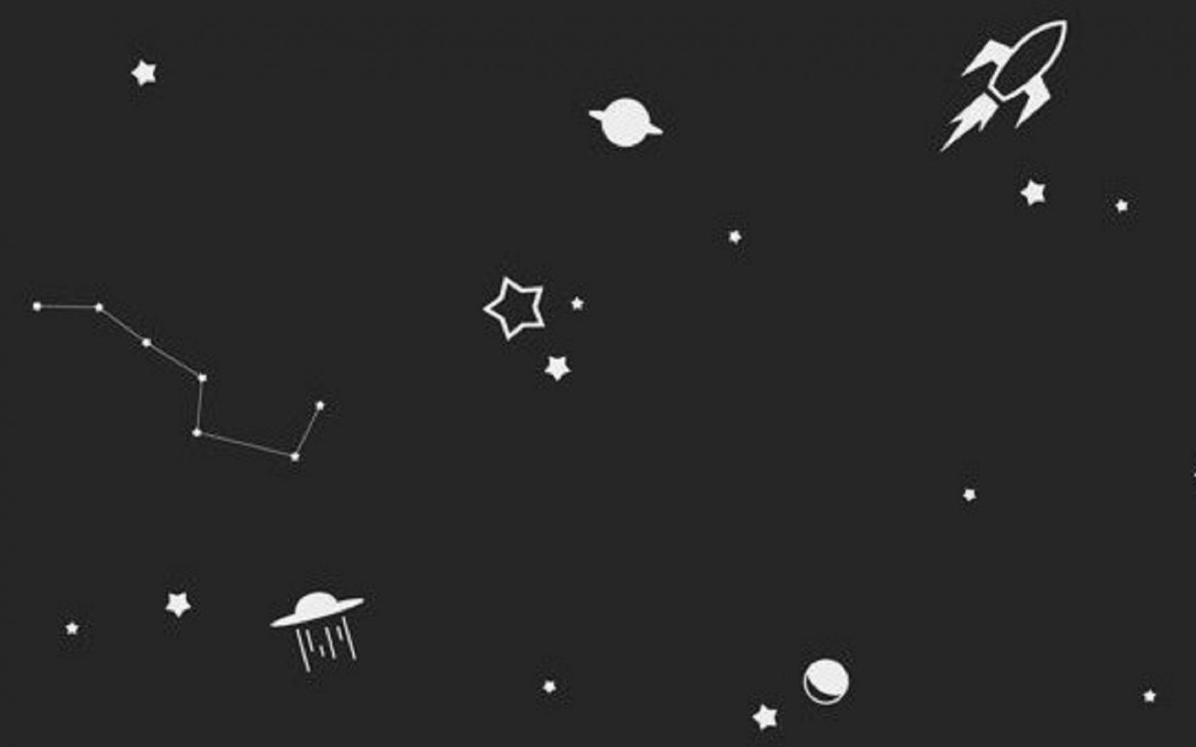 Simple Black Galaxy Doodles Wallpaper