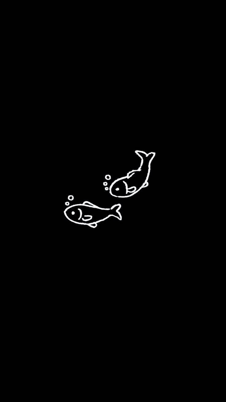 Simple Black Swimming Fish Wallpaper