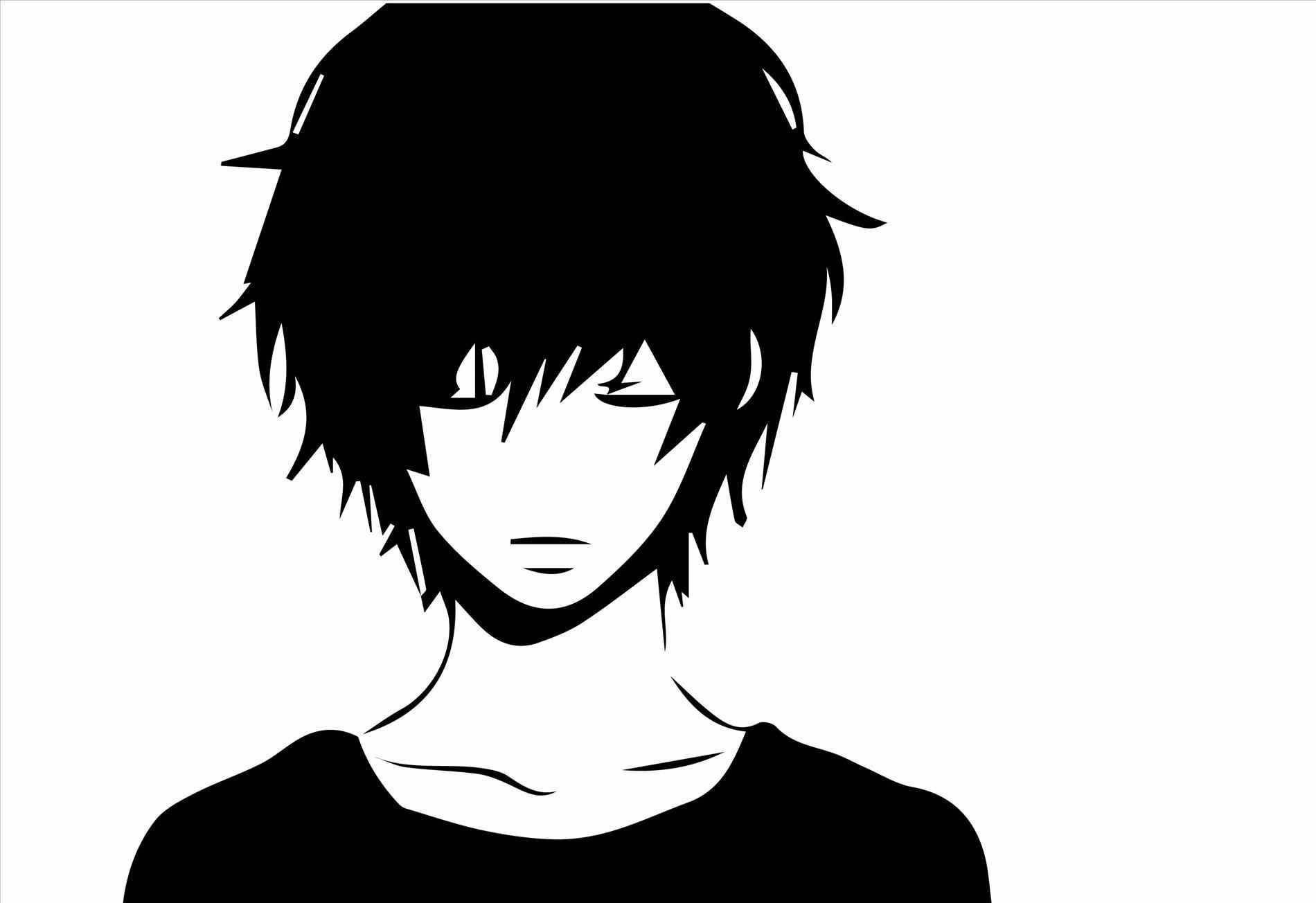 Simple Cartoon Boy Black And White Art Wallpaper