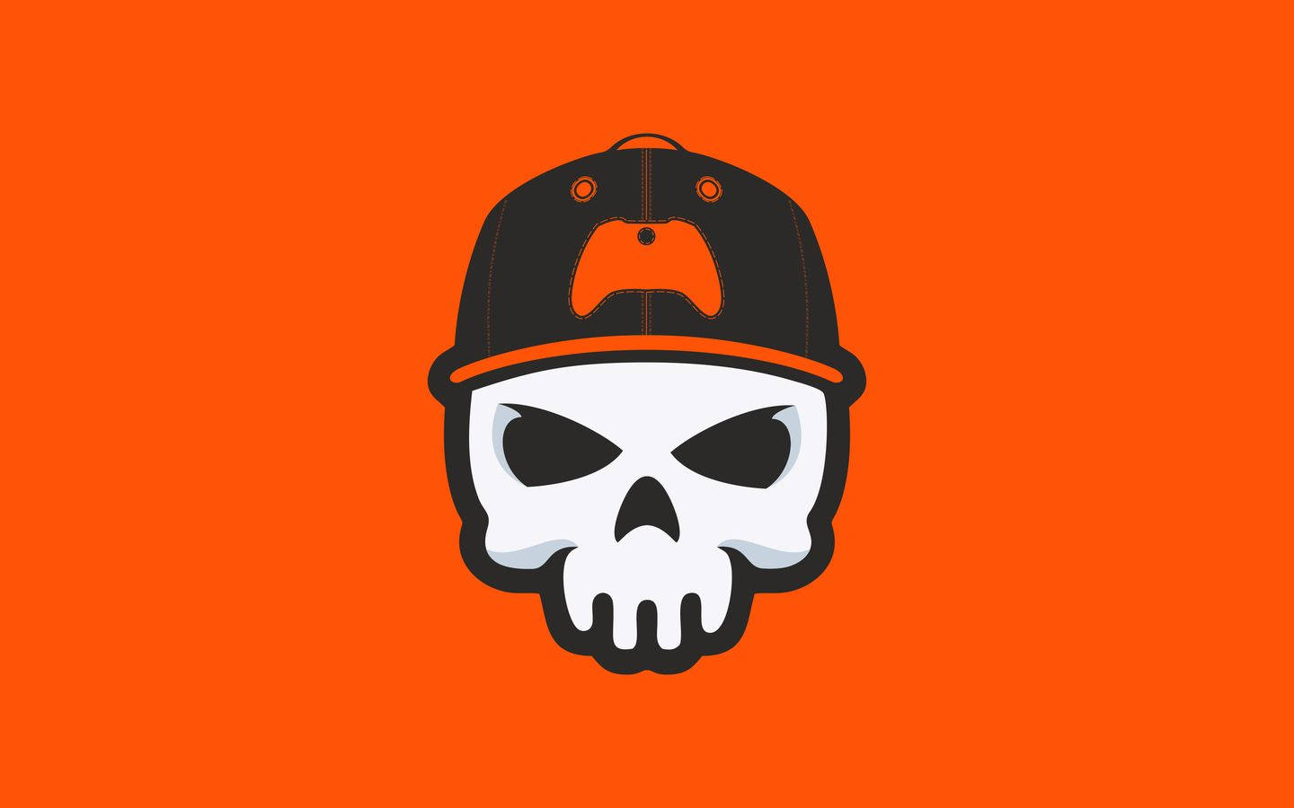 Simplistic Gaming Skull With Controller Cap Wallpaper