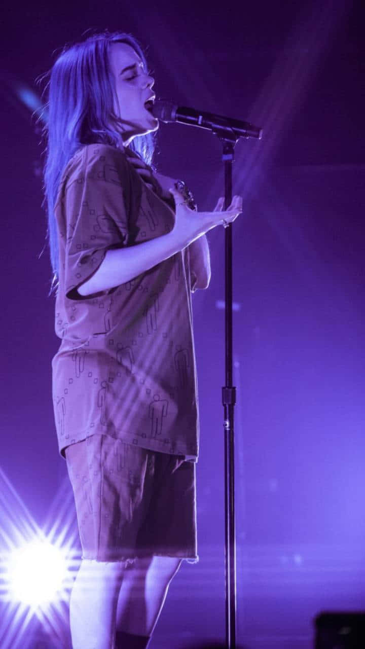 Singing Billie Eilish Purple Wallpaper