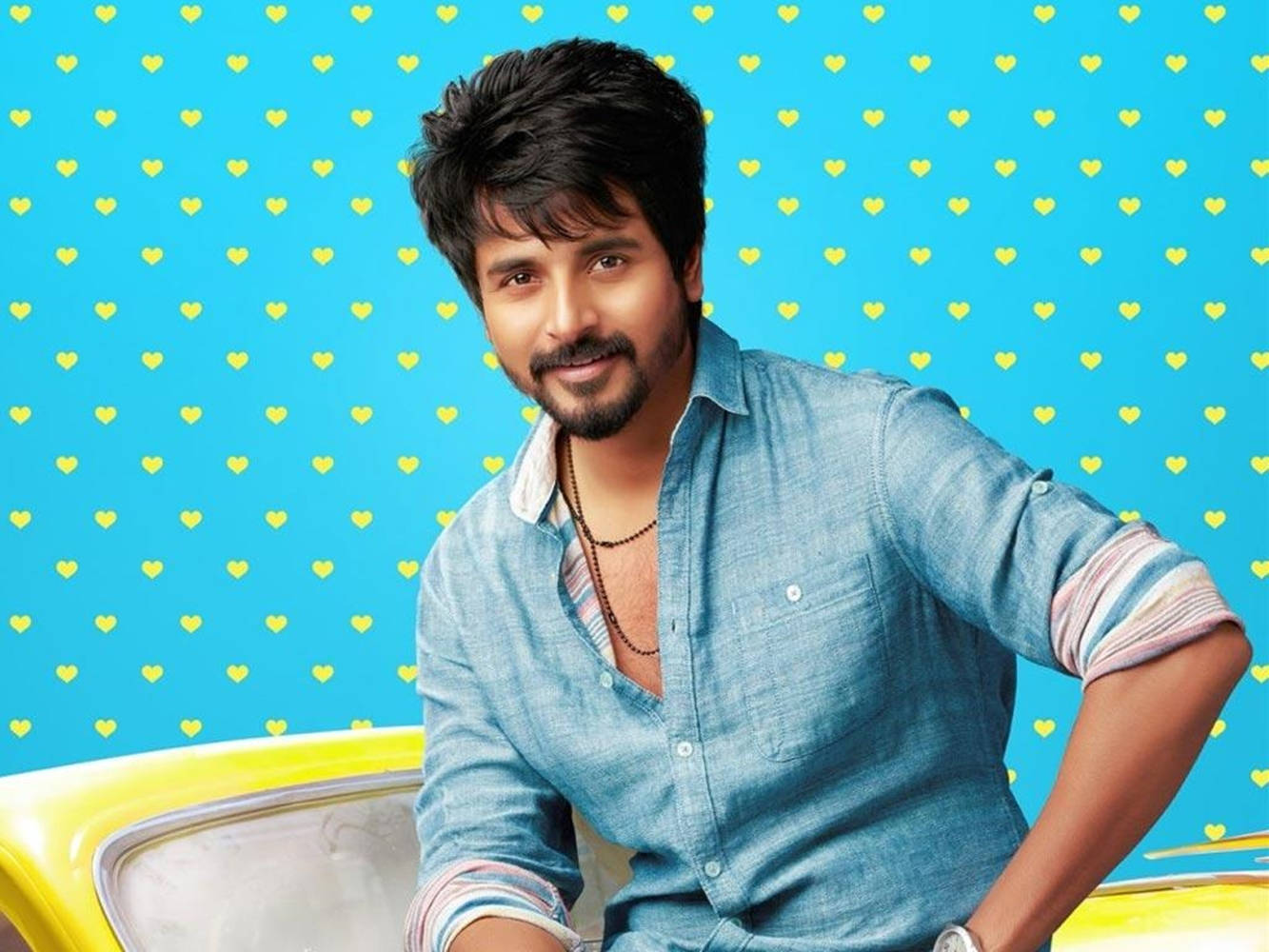 Sivakarthikeyan Blue Aesthetic Heart Dots Wallpaper